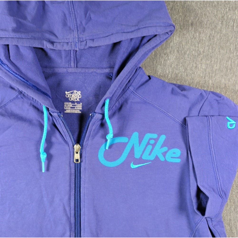 Nike Hoodie Zip Short Sleeve Women L Purple Good Vtg Y2K Athletic Dept Grunge